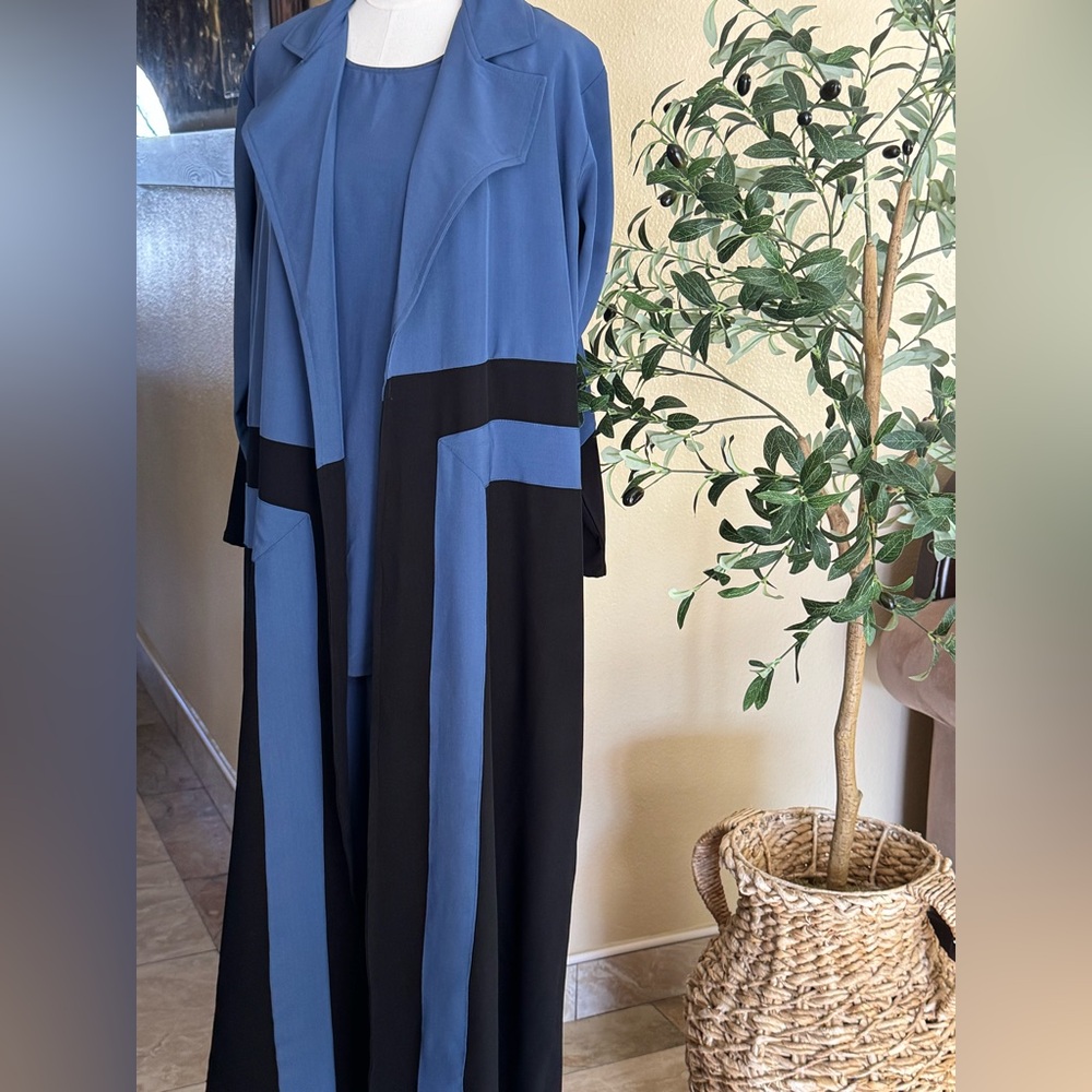 Elegant Blue and Black Women's Dress